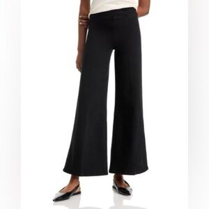 Frame Sheen Noir Wide Leg Pull On Black Jeans, premium stretch denim, size 30-34